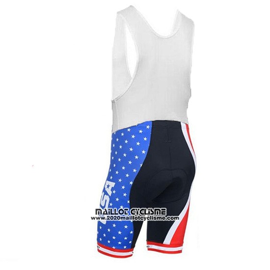 2018 Maillot Ciclismo USA Bleu et Rouge Manches Courtes et Cuissard